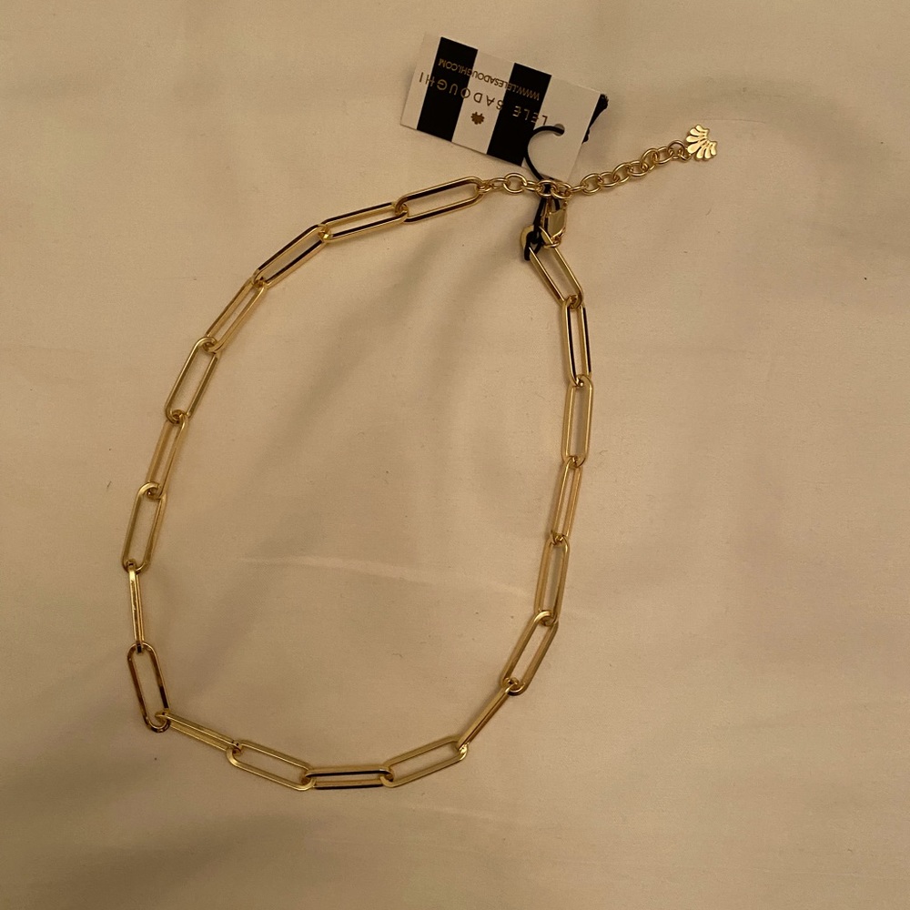 NWT gold Lele Sadoughi paper clip chain necklace